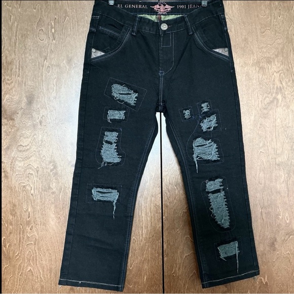 El General Other - El General 1901 Mens Western Style Jeans Size 32 Bootcut Black Distressed